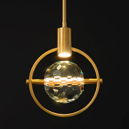 

LIANGMH Pendant Ceiling Light Fixture for Kitchen Island，Modern Integrated LED Hanging Light，Crystal Pendant Light in Gold Brushed Brass Finish Restaurant Dining Room(Gold 1 Lights)