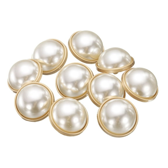 Uxcell 10pcs 40L Pearl Gold Metal Sewing Buttons 25mm 1" Round Women Coat Buttons with Plastic Shank Replacement DIY Button for Sewing Clothing Sweater Decoration Craft, #1