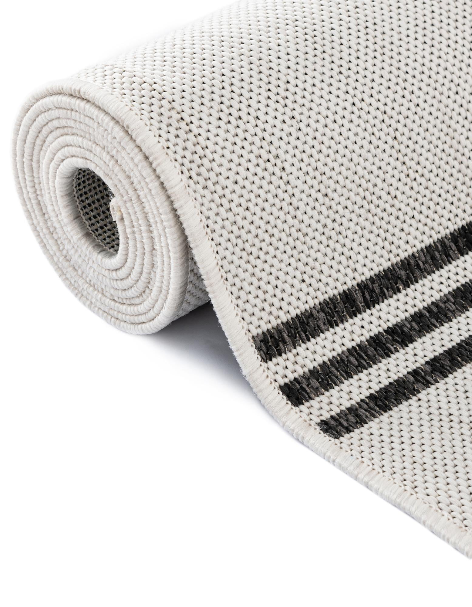Unique Loom Outdoor Modern Collection Area Rug - Miranda (12' Square White and Black)