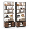 thumbnail image 1 of Gymax 2PCS 8-tier Bookshelf 79'' Freestanding Bookcase w/ 4 Fabric Drawers & Storage, 1 of 10