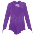 thumbnail image 6 of SiiRoh Women's Figure Ice Skating Dress Sparkly Rhinestones Long Sleeve Ballet Lyrical Dance Leotard Purple M, 6 of 7