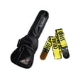 thumbnail image 1 of PAQUETE Estuche para guitarra eléctrica Funda para guitarra Gig bag, guitar case para trasporte y protección, color negro bordes grises + Tahali strap correa Kidam CRIME, 1 of 4