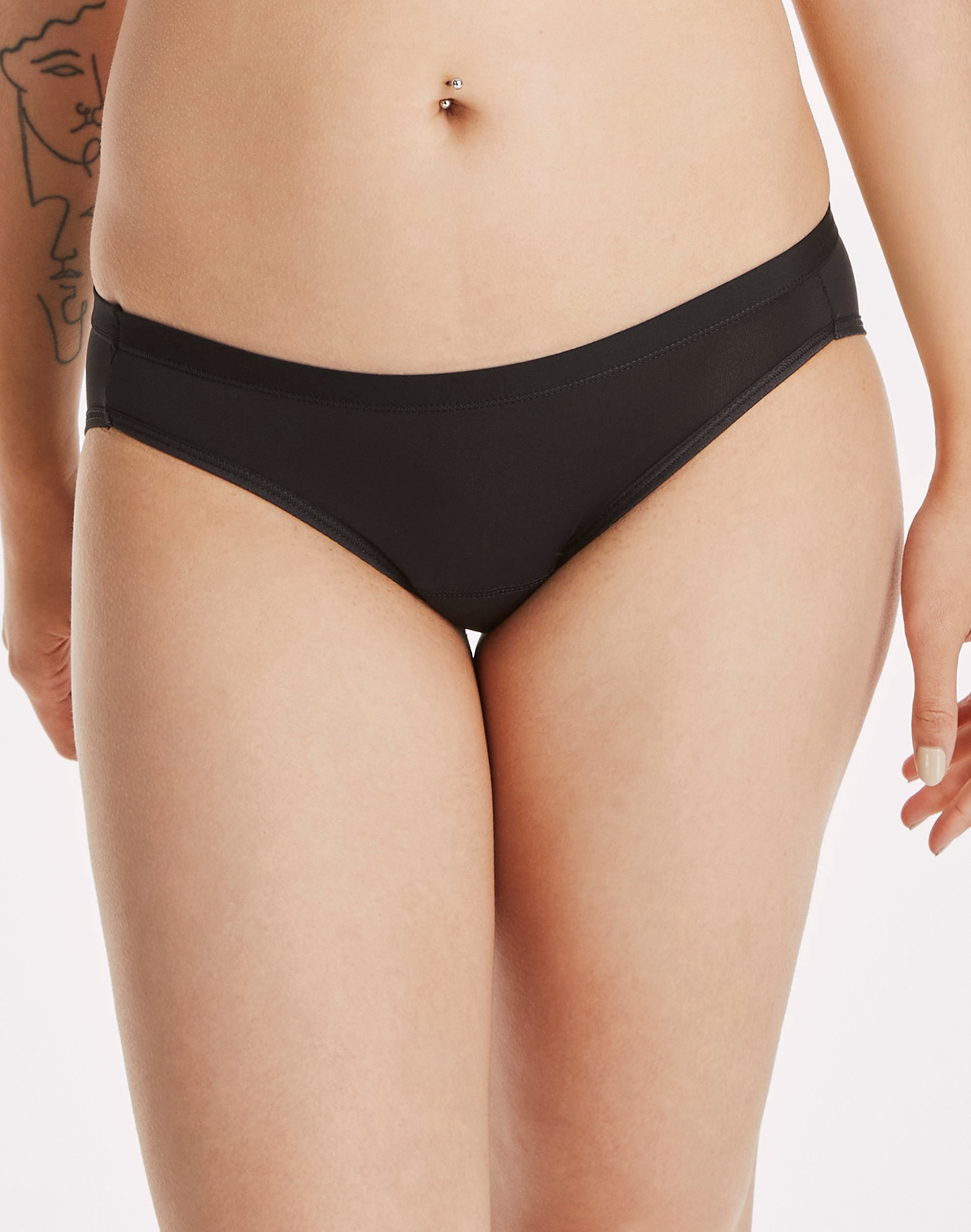 Hanes Comfort, Period. Bikini Underwear, Light Leaks, Black, 3-Pack 5 Women's