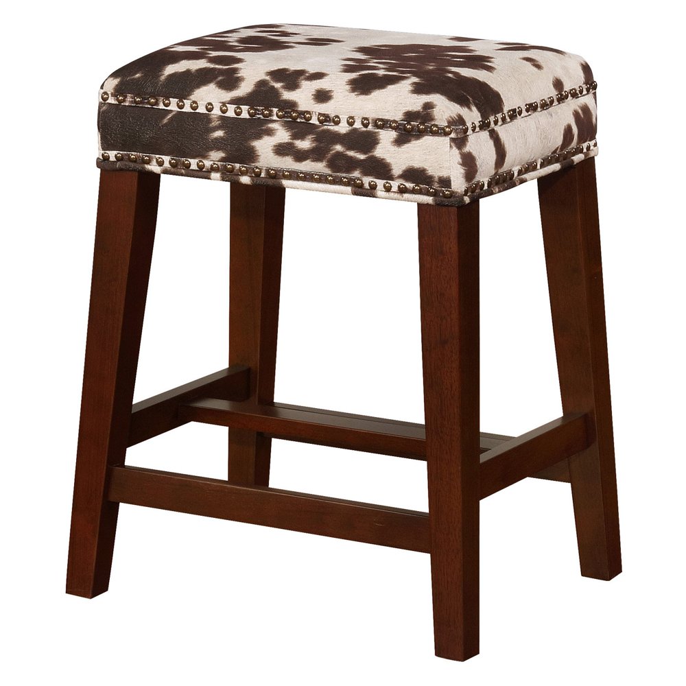 Linon Walt Cow Print Counter Stool, 24.5 inch Seat Height, Multiple