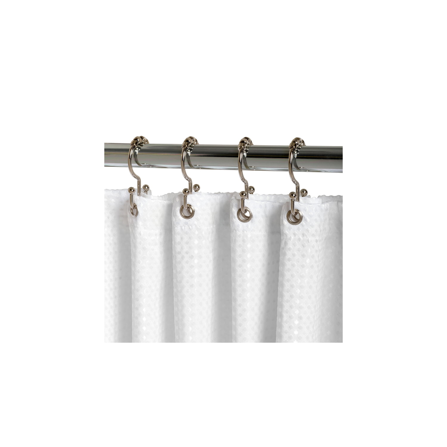 Zenna Home Chrome Silver Metal Shower, Shower Curtain Rings Silver