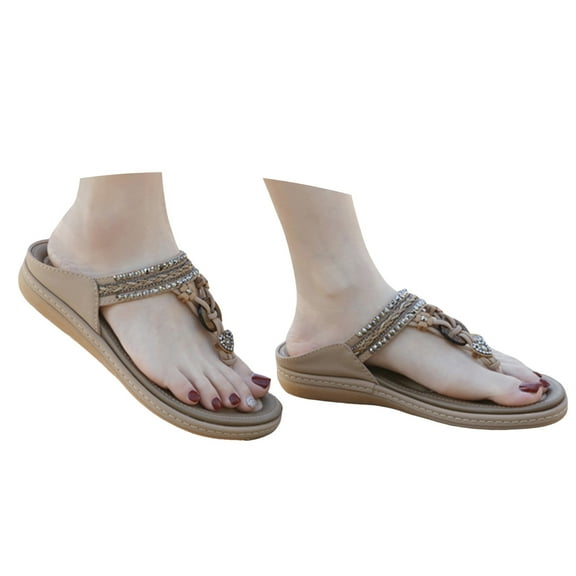 Mostsola Boho Flip Flops for Women Dressy Beaded Orthopedic Sandals Slip on Slippers Slides Shoes