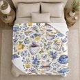 thumbnail image 5 of Blue White Teaware Lavender Lemon Botanical, Playful Food Art Scene, Warm Flannel Blanket for Living Room and Reading Nook, Art Lovers Friendship Gift, Playful Home Decor, 5 of 9