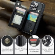 For iPhone 16 Pro Max Case with Card Holder, Wallet Case for Women Men with RFID Blocking, Durable Leather Kickstand Magnetic Clasp Shockproof for iPhone 16 Pro Max