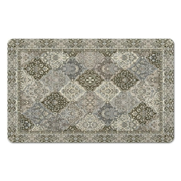 Tapis Coureur de Salle de Bain Gris Vintage Antidérapant : Doux et Long, Lavable à la Machine avec Motif Floral Champêtre Unique - Ajout Parfait pour Évier, Douche, Baignoire, 20x32 Po