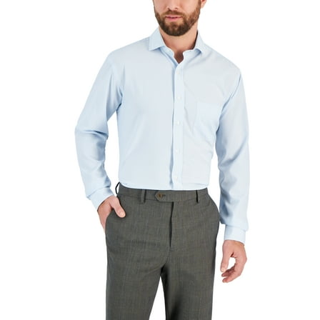 Club Room Men Regular fit Dress Shirt 17 17.5 in 32-33 Blue Striped