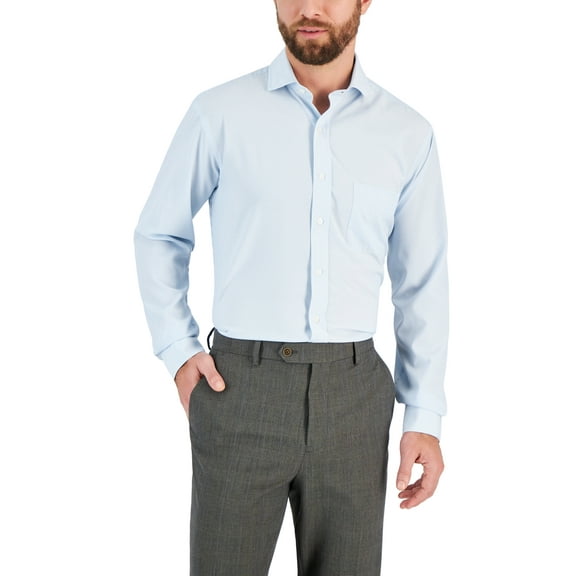 Club Room Men Regular fit Dress Shirt 17 17.5 in 32-33 Blue Striped