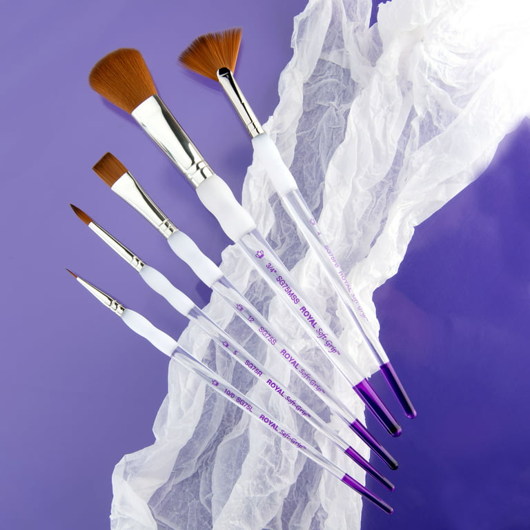 Royal & Langnickel - 5pc Soft Grip Synthetic Sable Artist Paint Brush Set -  Mop Variety 