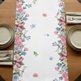 thumbnail image 5 of Table Runners 70 Inches Long Dress Scarves, Spring Floral Farmhouse Coffee/Dining/Kitchen Table Decor, Holiday Table Runner, Watercolor Flower Butterflies Birds Plant 13x70 Inch, 5 of 9