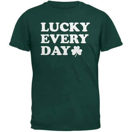 St. Patricks Day - Lucky Everyday Forest Green Adult T-Shirt