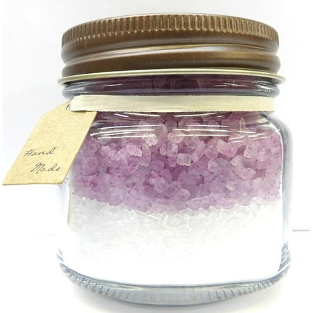 Lavender Scented 8 ounce country glass jar of hand made bath (Best Bath Salt Scents)