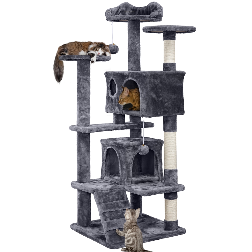 YaheeTech 51-in Cat Tree & Condo Scratching Post Tower, Gray - image 3 of 12