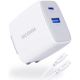 thumbnail image 1 of USB C Charger 65W, RICOMM GaN PPS Fast Charger Adapter Kit (Soft Silicone Cable Included) Travel Wall Charger Foldable Plug for MacBook, iPhone Pro Max, iPad, AirPods, Samsung Galaxy S22/S20/S10, 1 of 1