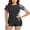 Black, variant on Women's Zipper One Piece Rash Guard Boyleg Swimwear Short Sleeve Swimsuit UPF 50+