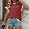 thumbnail image 5 of Vmvidoty Womens Summer Short Sleeve Tops 2026 Trendy Crew Neck Knit Sweater Business Casual Spring Clothes Wine S, 5 of 7