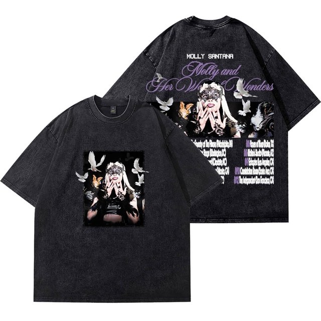 Molly Santana Molly y su Tour de la Semana de las Maravillas Camisetas lavadas Camiseta de manga corta de algodón unisex,7,XXL