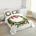 thumbnail image 3 of Manfei Xmas Flower Wreath King Size Comforter Sets,Merry Christmas Bedding Comforter Set,Red Berry Bowtie Bedding Set For Kids,Super Cozy Room Decor Reversible,3-Piece, 3 of 8
