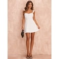 thumbnail image 3 of White Fit & Flare Mini Dress With Sweetheart Neckline And Adjustable Straps, 3 of 7