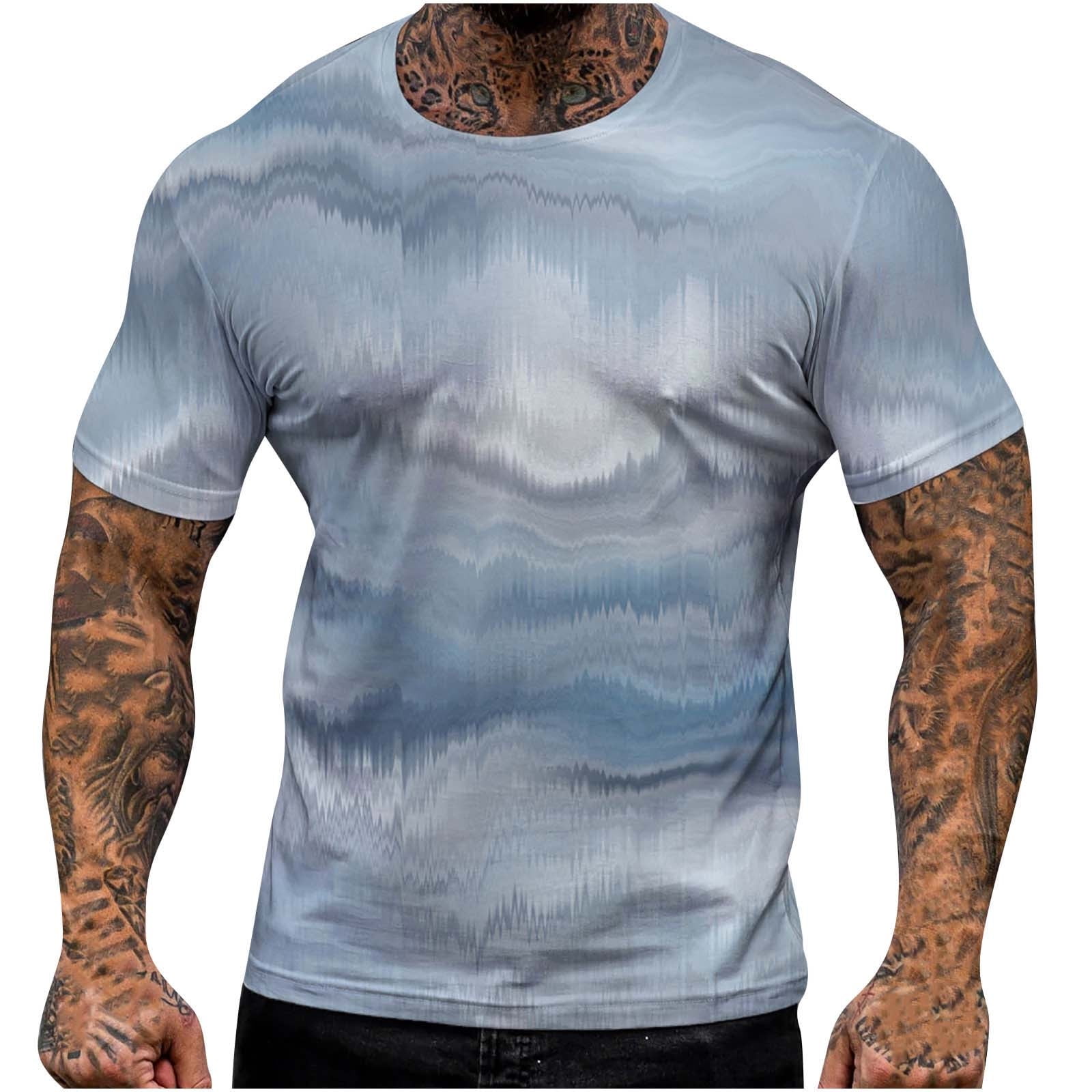VSSSJ Mens Sports Beach Crew Neck Top T-Shirt Big and Tall Digital