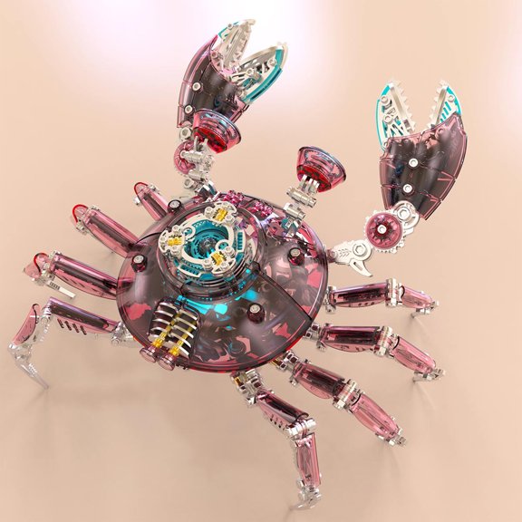 3D Metal Crab Puzzle for Adult, 666PCS DIY Mechanical Auspicious Pink Crab Metal Steampunk Assembly Model, DIY Creative Trendy Ornaments