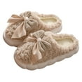 thumbnail image 4 of Zunfee Women's Cozy Plush Bow House Slippers - Coffee Color, Size 36 (US 5-6) | Non-Slip Cushioned Sole for Indoor/Home Wear, 4 of 4