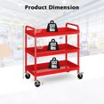 thumbnail image 3 of Costway Chariot Utilitaire en Métal à 3 Niveaux 400 lbs Rangement Service Chariot Outils Rouge, 3 of 9