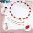 thumbnail image 2 of Waist Belt for Women Adjustable Diamond Chain Belt Women's Dress Metal Belt Girls Red Gems Belt Crystal Stone Chain Metal Link Chain Belt Western Style Waist Belt, Red-1 Pc, 2 of 8