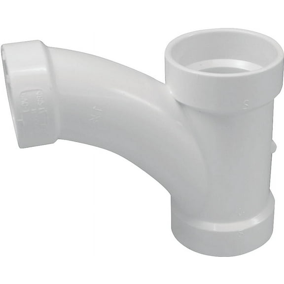 CANPLAS 194337 Reducing Combination Tee Pipe Wye, 4 x 4 x 2 in, Hub, PVC, White, SCH 40 Schedule
