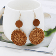 thumbnail image 2 of Pendientes bohemios hechos a mano con trenza de ratán para mujer, aretes grandes de madera, joyería de verano, pendientes étnicos exagerados múltiples, 2 of 2