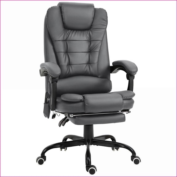 Reclining 7-Point Vibrating Massage Office Chair | Adjustable Height | Faux Leather | Slate Gray