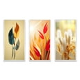 thumbnail image 2 of Designart "Retro Boho Feathers Blue and Amber Orange" Feathers Framed Wall Art Set Of 3 - Blue Modern Frame Gallery Set For Office Decor, 2 of 6