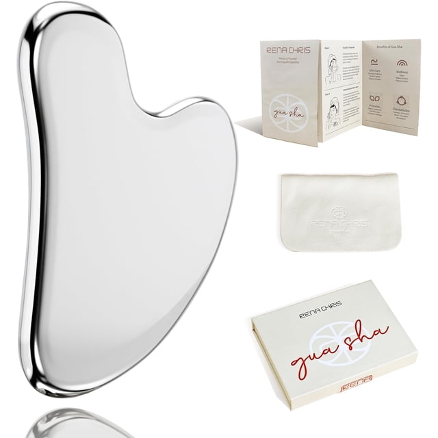 Herramientas faciales Gua Sha Rena Chris de acero inoxidable Guasha