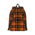 thumbnail image 2 of Honeii Halloween Tartan Plaid Print Canvas College Laptop Backpack, Durable Rucksack Travel Notebook Bag School Backpack Book Bag for Men Women-Medium, 2 of 7