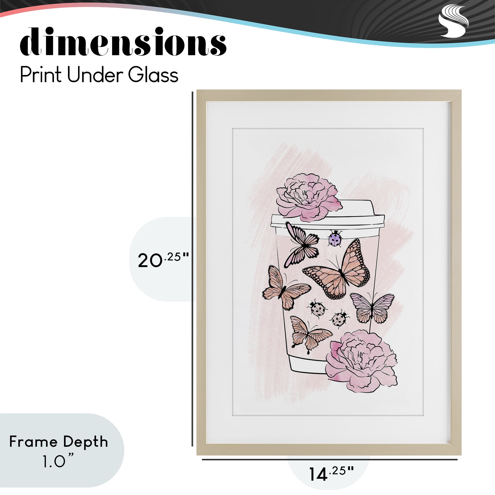 Stupell Industries Romantic Coffee & Butterflies Birch Framed Print Under Glass, design by Martina Pavlova