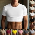 thumbnail image 5 of Letdown Men's Undershirts Muscle Fit Crop Top Short Sleeve Cropped T Shirt Solid Tank Top Hot Shirts, 5 of 5