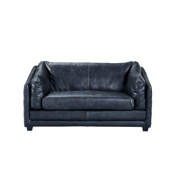 Crafters and Weavers Waco Contemporary Italian Leather Loveseat in Slate