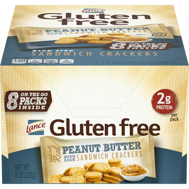 Lance Gluten Free Sandwich Crackers, Peanut Butter, Snack Bags 8 Ct