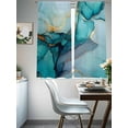 thumbnail image 5 of Sheer Curtains 63 Inches Long, Teal Ombre Light Filtering Window Curtains for Living Room/Bedroom, Modern Marble Ink Painted Abstract Rod Pocket Voile Sheer Curtain Drapes, 52"W x 63"L, 2 Panels, 5 of 8