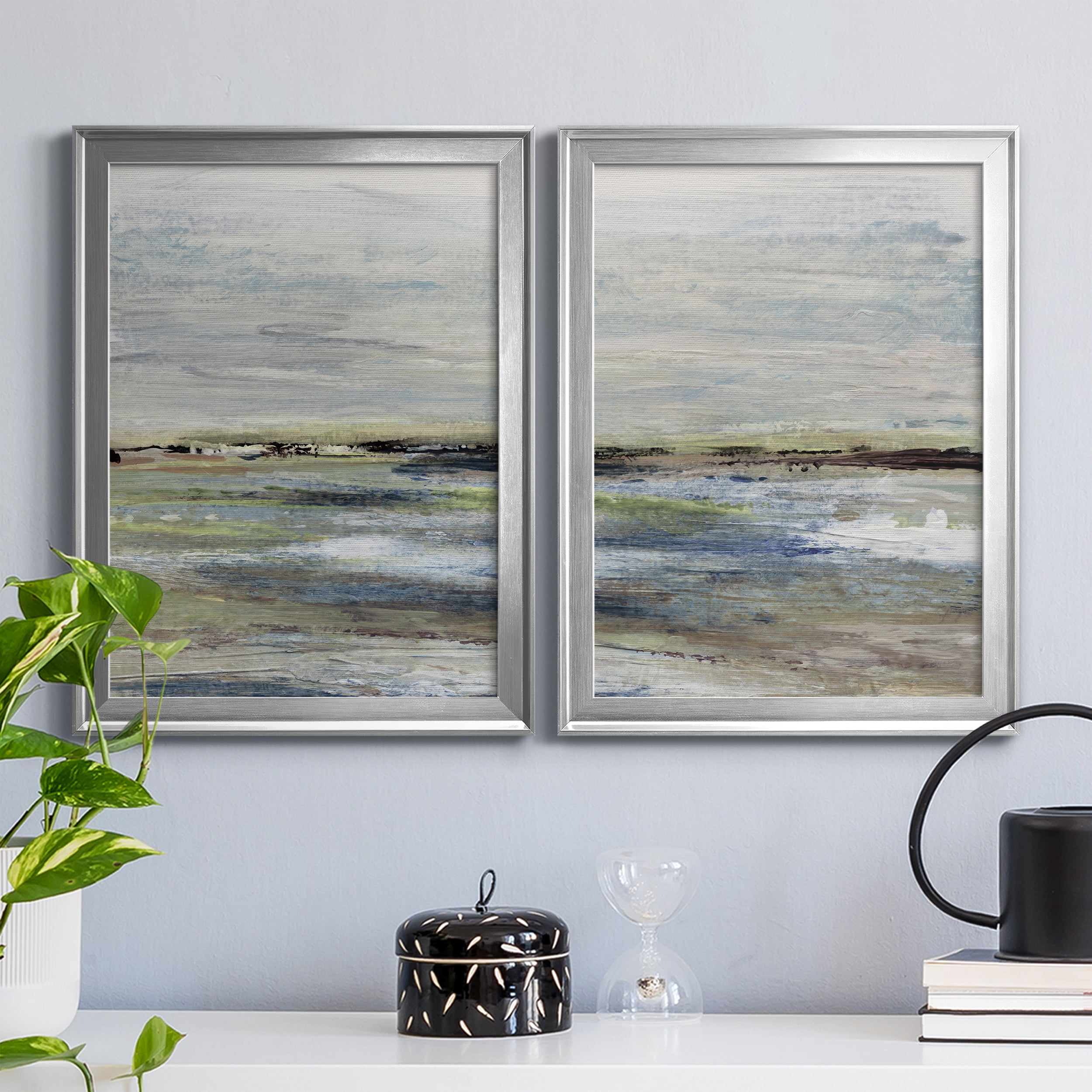 2 Piece Set Wetlands I Premium Framed Canvas - Ready to Hang - 22.5 x 30.5 Each - Silver Frame