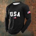 thumbnail image 2 of Letdown 1 Pack Men's Long Sleeve T Shirts U_S_A Letter Print Crew Neck Baseball Tops Raglan Athletic Casual Tees Casual Wear (01-Black, L), 2 of 5