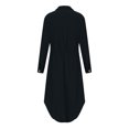 thumbnail image 5 of Lilgiuy Women's Solid Color Single Breasted Lapel Drawstring Shirt Dress Cotton Linen Dress Maxi Dress Beach Sundress, 5 of 5
