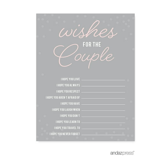 Newlywed Advice Cards  Pink Blush and Gray Pop Fizz Clink Wedding Cards Guest Book Alternative, 20-Pack