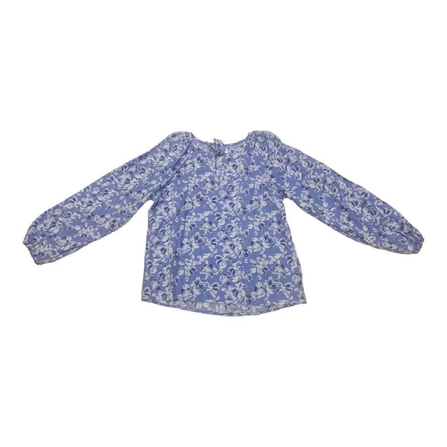 Blusa George para Mujer con Cuello Redondo, Manga Larga Estampada Flores Azul Talla G