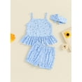 thumbnail image 6 of Raccmtaty Baby Girl Summer Outfits Floral Print Button Front Cami Tops with Shorts and Bow Headband, 6 of 8