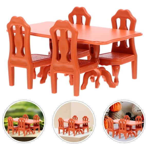 Homoyoyo Toddler Table and Chairs Sets Brown Resin 5Pcs