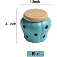 thumbnail image 3 of Mornenjoy Garlic Keeper,Ceramic Macaron Tone Garlic Jar Hollow Pumpkin Garlic Vented Storage Container Garlic Cellar Pot with Bamboo Lid (Blue), 3 of 8